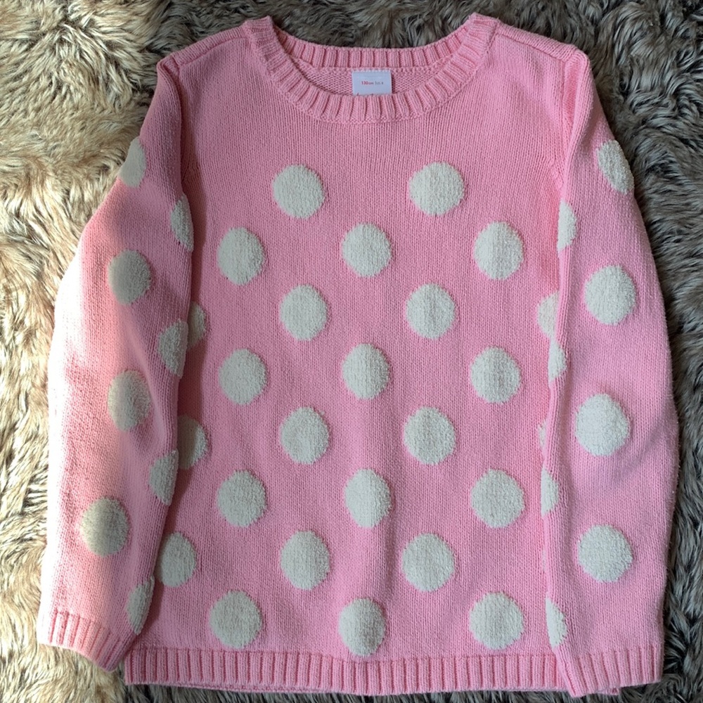 EUC Hanna Andersson pink polka dot sweater